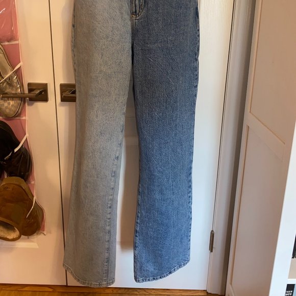 Two toned high waisted straight leg jeans - Picture 2 of 3